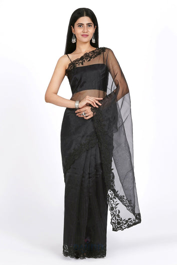 AYSR Boutique Noir Nightfall Organza Saree