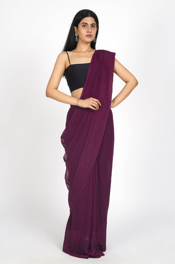 AYSR Boutique Mulberry Mist Pre-Draped Saree