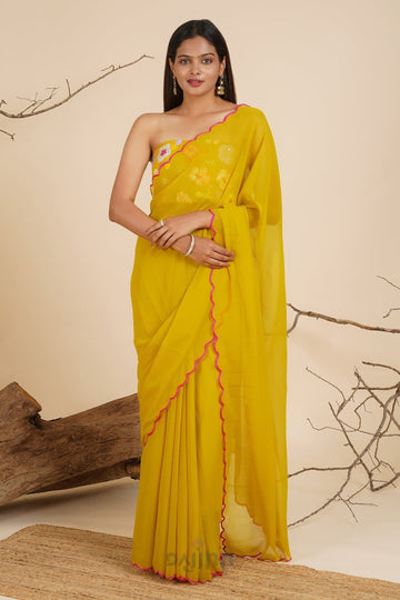 AYSR Boutique Marigold Cascade Georgette Saree