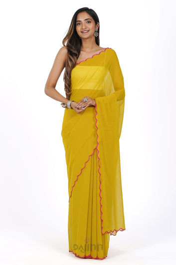AYSR Boutique Marigold Cascade Georgette Saree