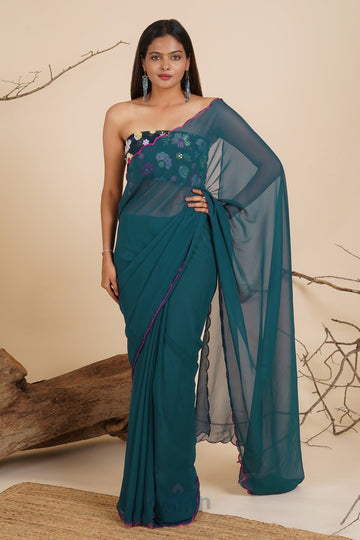 AYSR Boutique Navy Nightfall Georgette Saree