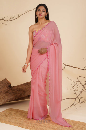 AYSR Boutique Raspberry Radiance Georgette Saree