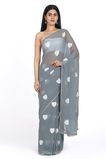 AYSR Boutique Cloudy Grey Georgette Saree