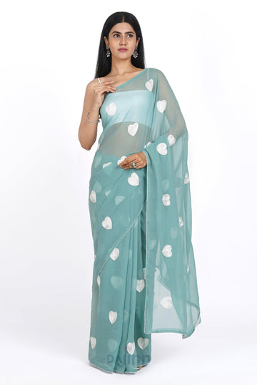 AYSR Boutique Heavenly Sea Green Georgette Saree
