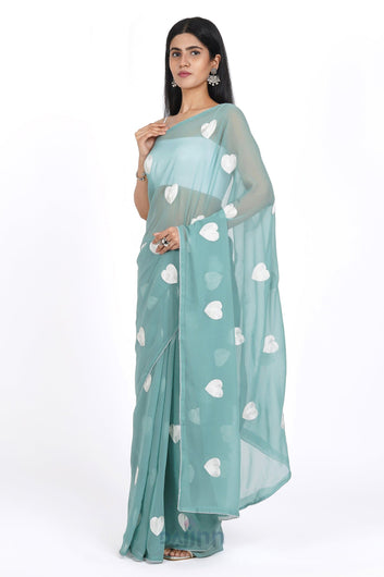 AYSR Boutique Heavenly Sea Green Georgette Saree