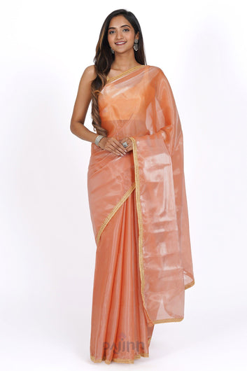 AYSR Boutique Coral Cascade Tissue Saree