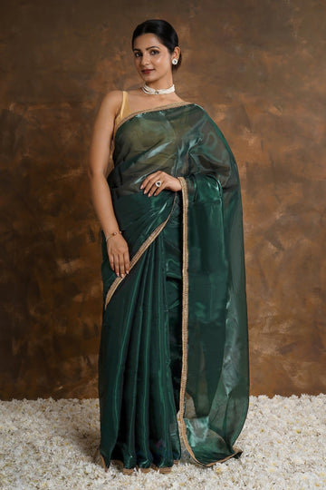 AYSR Boutique Emerald Elegance Tissue Saree