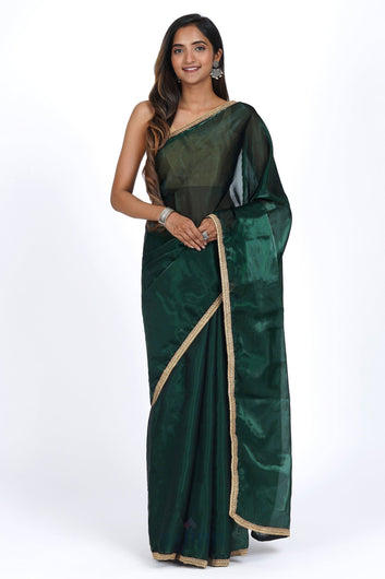 AYSR Boutique Emerald Elegance Tissue Saree