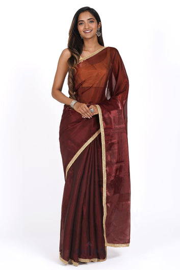 AYSR Boutique Majestic Maroon Tissue Saree