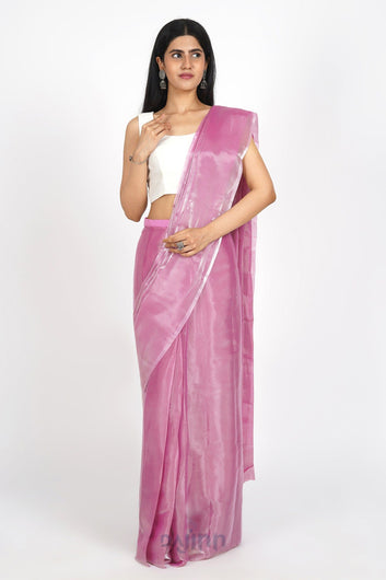 AYSR Boutique Barbie Pink Tissue Pre-Draped Saree