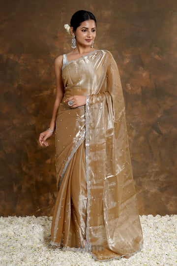 AYSR Boutique Golden Age Pearl Tissue Saree