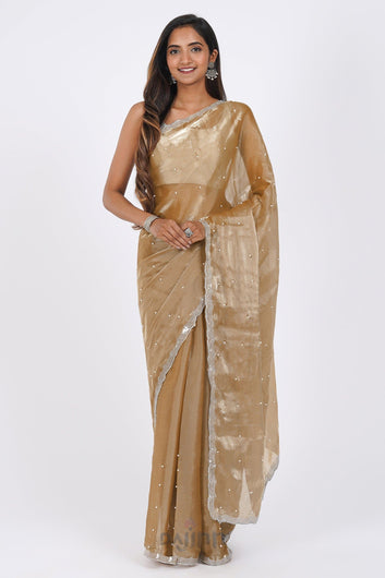 AYSR Boutique Golden Age Pearl Tissue Saree