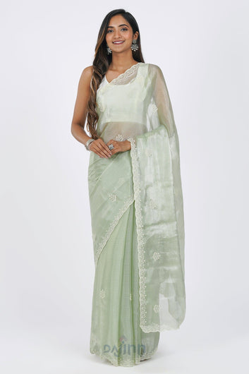 AYSR Boutique Vaishnavi Green Tissue Saree