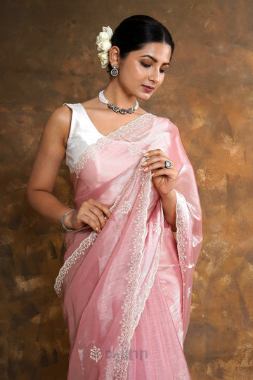 AYSR Boutique Bhavna Blush Pink Tissue Saree