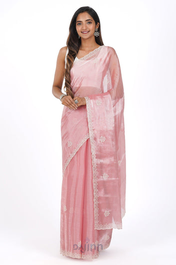 AYSR Boutique Bhavna Blush Pink Tissue Saree