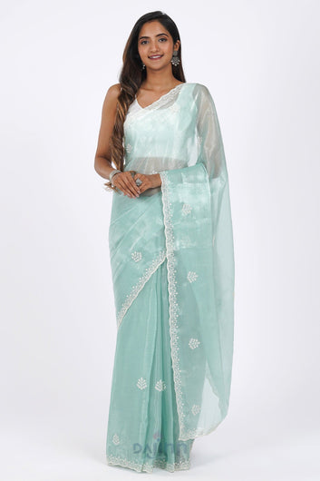 AYSR Boutique Pravallika Blue Tissue Saree
