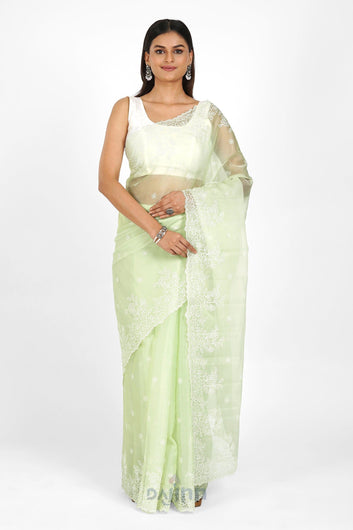 AYSR Boutique Rabiya Embroidered Organza Saree