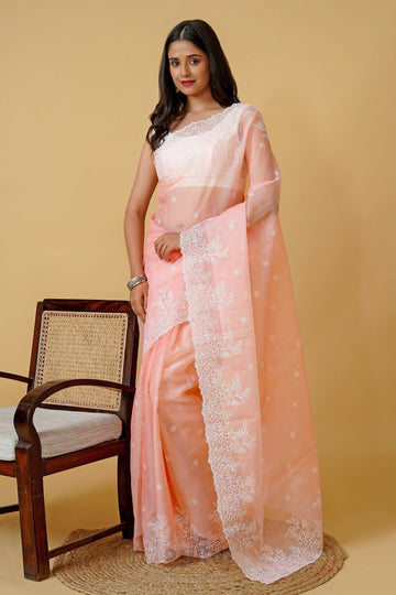 AYSR Boutique Oshma Embroidered Organza Saree