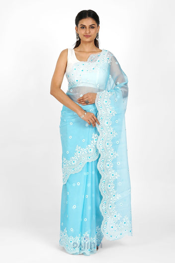 AYSR Boutique Savani Embroidered Organza Saree