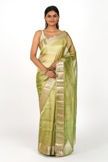 Tulsi Green Banarasi Tissue Saree