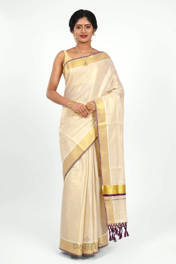 AYSR Boutique Meenachil Kerala Tissue Violet Saree