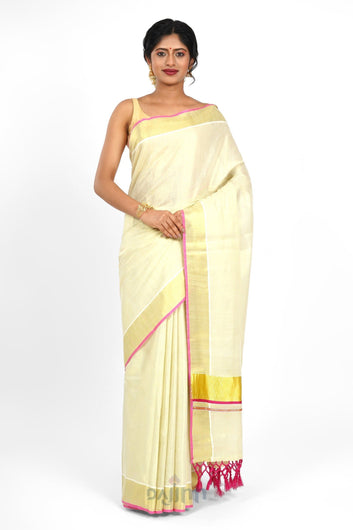 AYSR Boutique Karamana Kerala Tissue Pink Saree