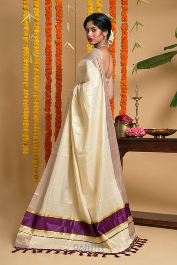 AYSR Boutique Vamanpuram Kerala Tissue Violet Saree