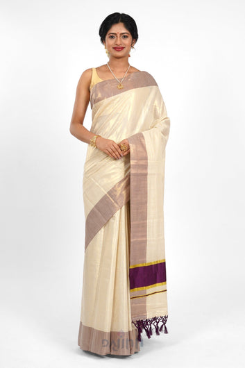 AYSR Boutique Vamanpuram Kerala Tissue Violet Saree