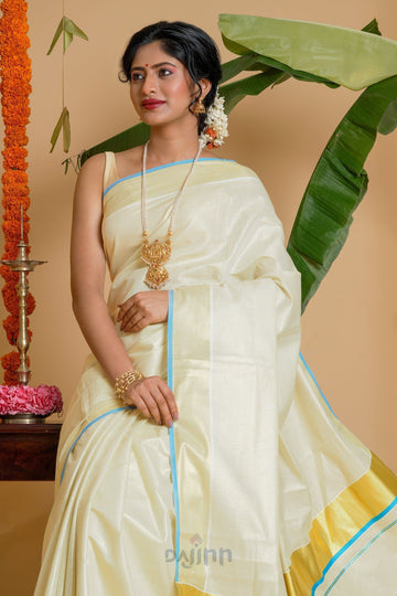 AYSR Boutique Dal Kerala Tissue Blue saree