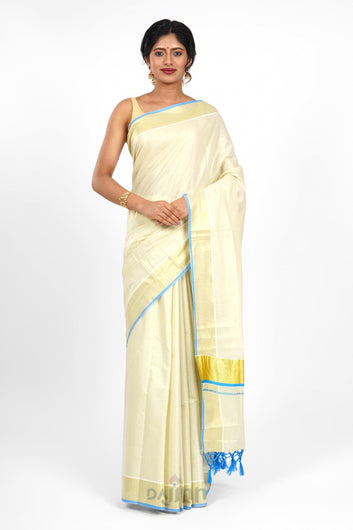 AYSR Boutique Dal Kerala Tissue Blue saree