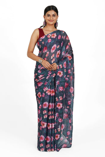AYSR Boutique Midnight Dreams  Digital Print Chiffon Saree