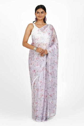 AYSR Boutique Misty Dusk Digital Print Chiffon Saree