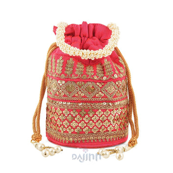 AYSR Boutique Pink Embroidered Potli Bag