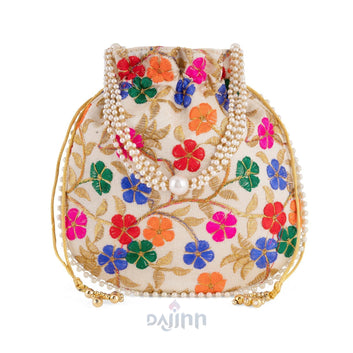AYSR Boutique Fulwaari Multicoloured Embroidered Potli Bag