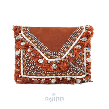Boho Beat Coin and Tassel Drop Brown Banjara Bag