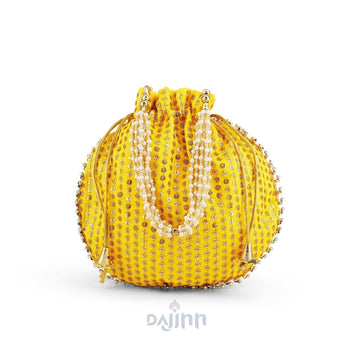 Rimjhim Gire Saawan Yellow Zari Embroidered Potli Bag