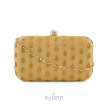 Heritage Hue Cream Brocade Fabric Clutch