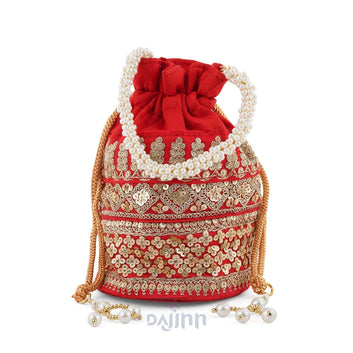 AYSR Boutique Flaming Red Embroidered Potli Bag