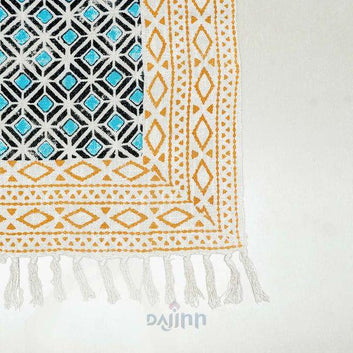 Teal Block Print Sofa Throw
