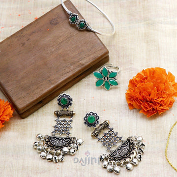 Ika Dual Tone Oxidized Jewelry Gift Set