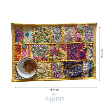 Yellow Patchwork Table Mats (Set of 2)