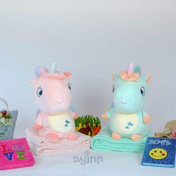 DaJinn Unicorn Angel Soft Toy Multipurpose AC Blanket for Kids – Pack Of 1(Size – 48cm by 68cm | Color – Pink)