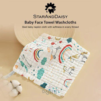DaJinn Muslin Baby Face Towel, Soft Handkerchief Bathing Face Washcloth, wipe Burp Cloth, Burp Cloth – Set of 5
