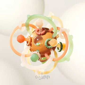 DaJinn Soft Silicone Baby Teether, Teething Rattles Toy for Babies, Chew Toys for 0-12 Months Babies – Orange