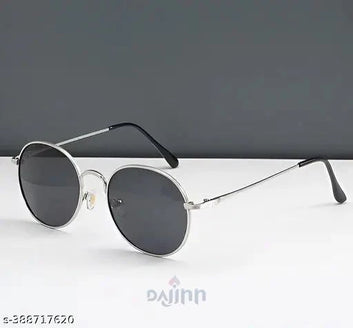 Dajinn Unisex Silver Metal Oval Sunglasses