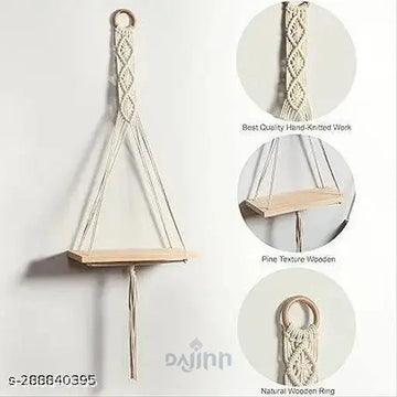 Dajinn Macrame Wall Hanging Shelves – Elegant Home Décor (Pack of 2)