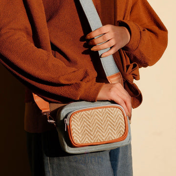Dajinn Cambridge Blue Crossbody Bag and Cool Blue Envelope wallet set