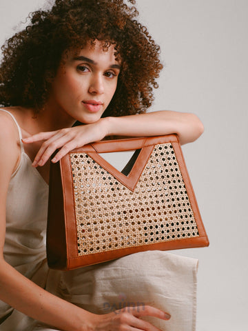 Dajinn Rattan Weave Tan Sling/ Tote
