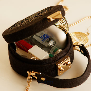 Dajinn Black Raffia Minaudiere