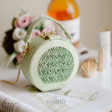 Dajinn Seafoam Raffia Minaudiere